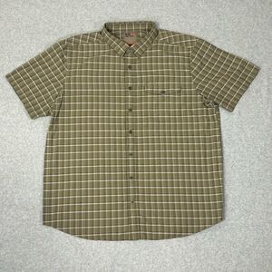 5.11 Tactical Mens Plaid Button‎ Down Shirt Size Large Green White Short Sleeve